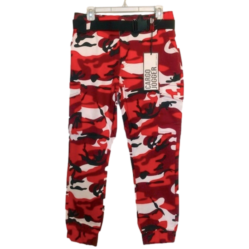 ALMOST FAMOUS 💛Red, White, & Black Camo Cargo Joggers